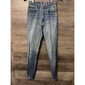 Vintage 90s Levi’s 501 Button Fly Denim Jean Womens Sz 24x31 Blue High Waist